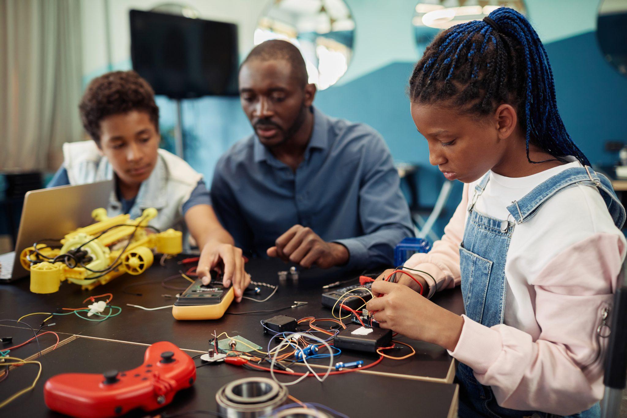 STEM students working on robotics